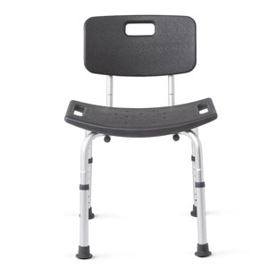 Knockdown Shower Chair with Back, Microban Treated, Grey