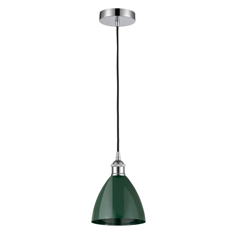 Luminaire suspendu simple à 1 lumière Schiavone, Chrome poli, Vert