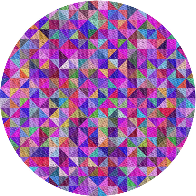 Tapis rose à motif géométrique Kimzey, Rond 7 pi