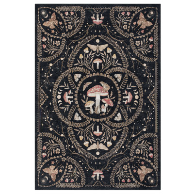 Mushroom Gothic Low-Pile Area Rug for Living Room, Bedroom and Kitchen