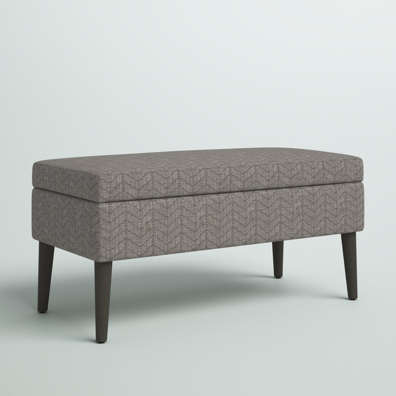 Utopia Upholstered Storage Bench, Textured Gray, Gray Washed