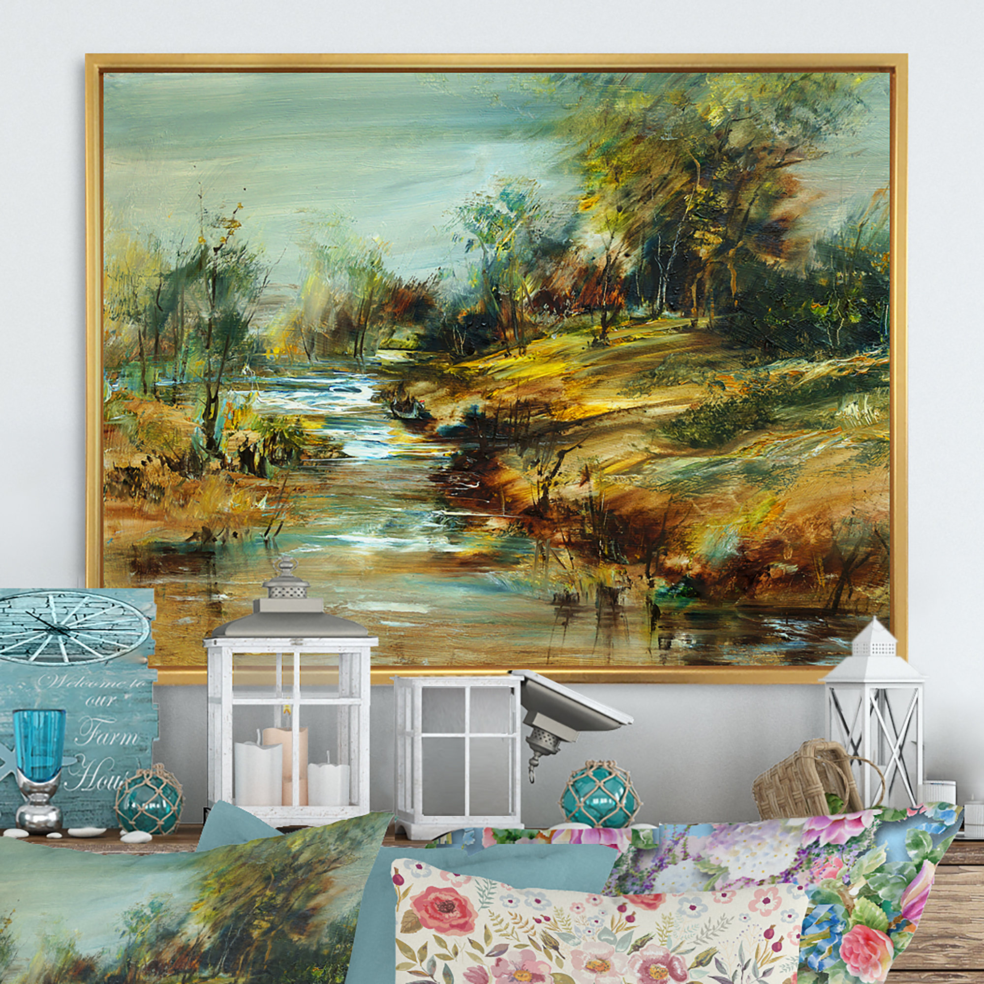 Millwood Pines Summer River Landscape VIII - Picture Frame Print on ...