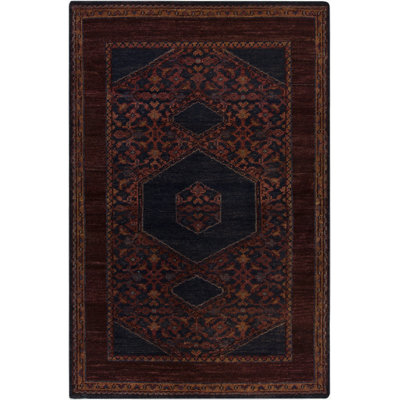 Haven Wool Oriental Area Rug in Burgundy/Navy
