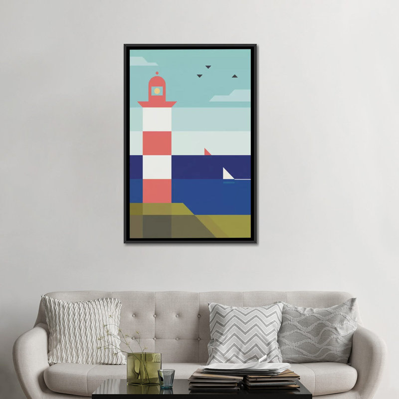 Art vertical sur toile de phare, Cadre noir, H 48 po x l 32 po x P 1,5 po