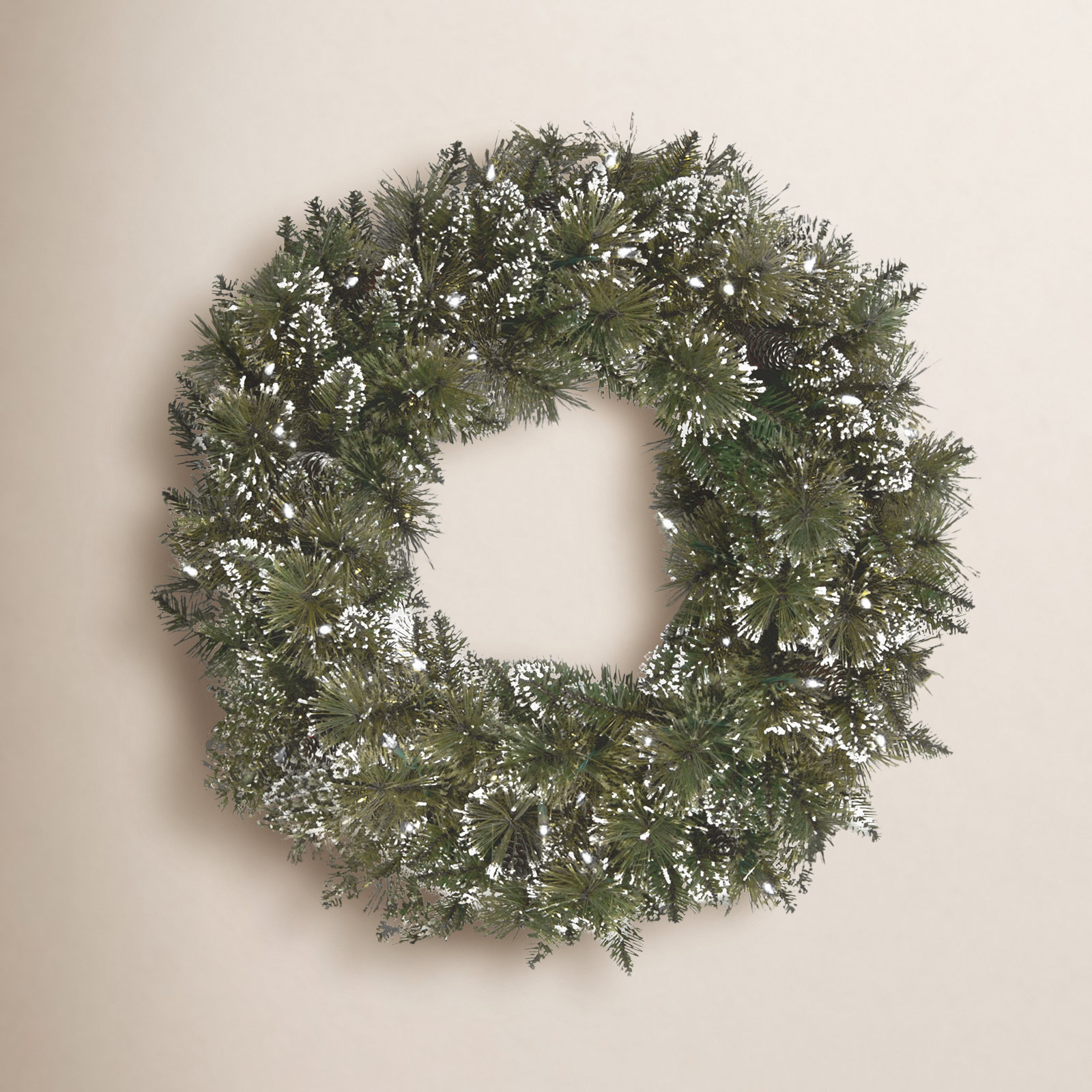 Frosted Pre-Lit Wreath, 24" H x 24" W x 5"D