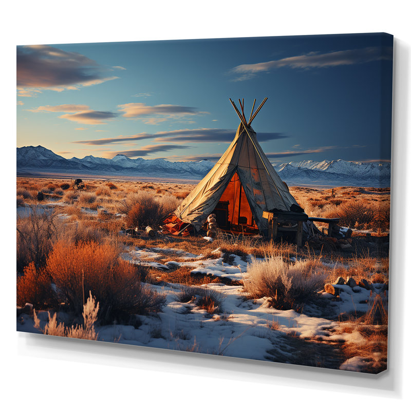 Tribal tipi paysage sur toile, H 24 po x l 32 po x P 1 po, Toile tendue