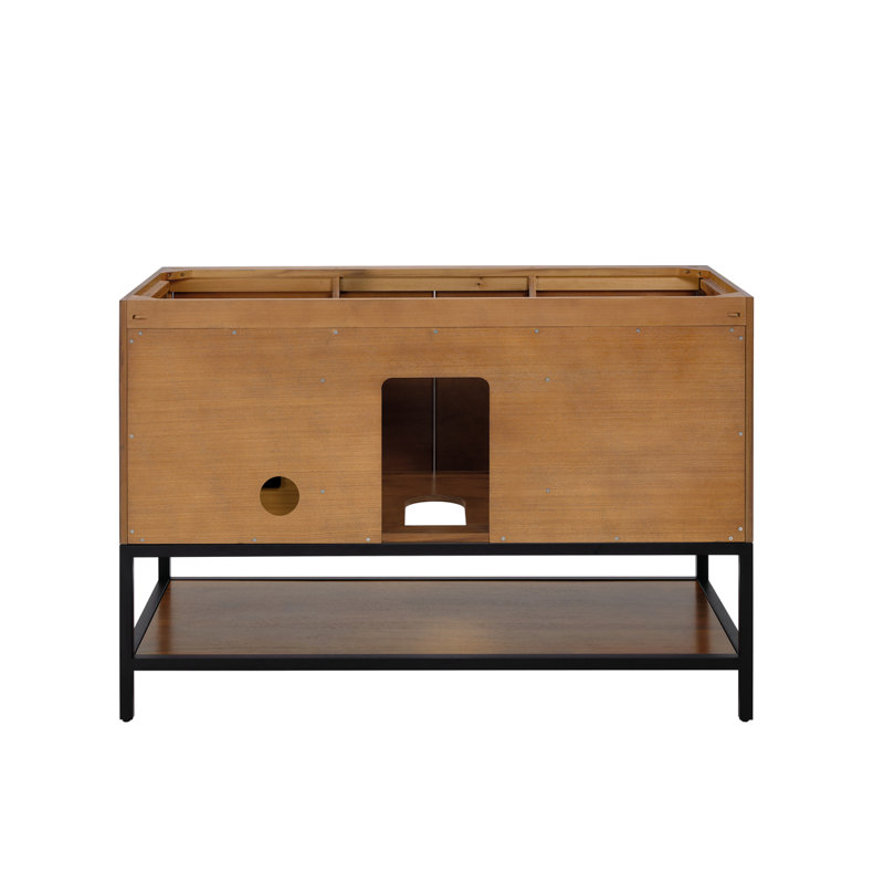 Diamond 48'' W Single Vanity, Italian Carrara Marble, Matte Black, Walnut