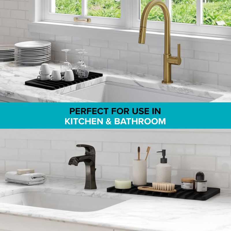 Light Grey Silicone Self-Draining Dish Drying Mat and Trivet