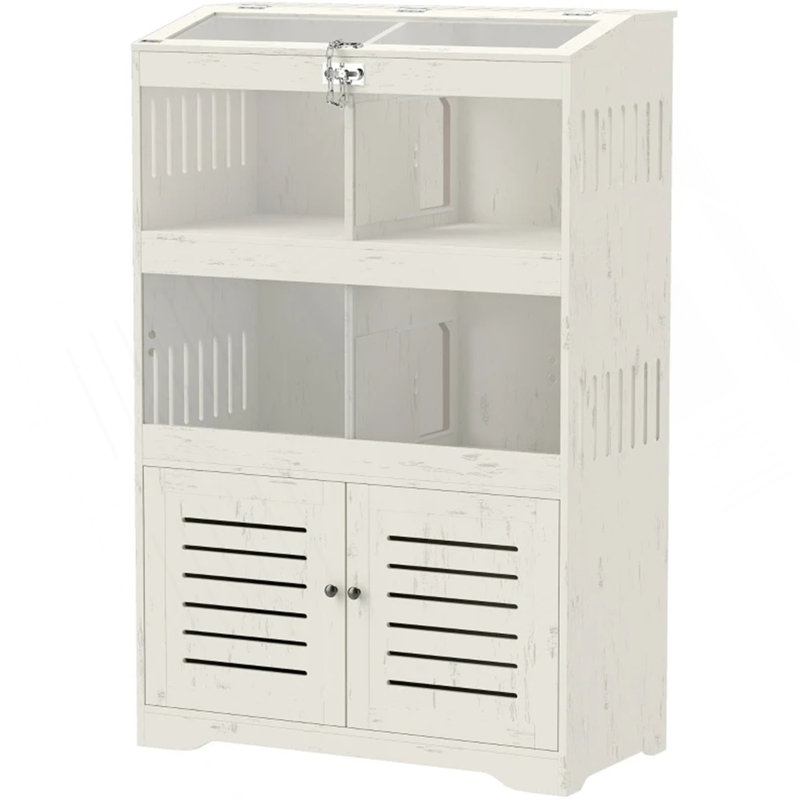 Grande cage pour plusieurs petits animaux, cage à rat avec armoire de rangement, blanc crème