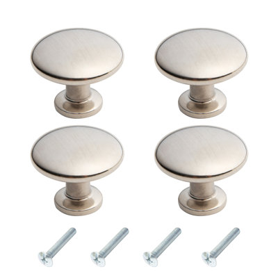 4 Pieces Brushed Nickel Mushroom Cabinet Knobs Kitchen Cupboard Knobs Door Knobs Drawer Knobs Steel Furniture Pull Handles Dresser Bathroom Wardrobe Knobs