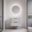 Meuble-lavabo flottant mural 24 po avec lavabo - Meuble de salle de bain cannelé gris avec lavabo et tiroirs en céramique