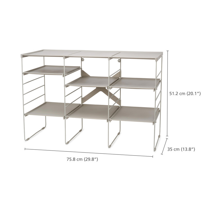 Adjustable Off-White Metal Stackable Shoe Rack