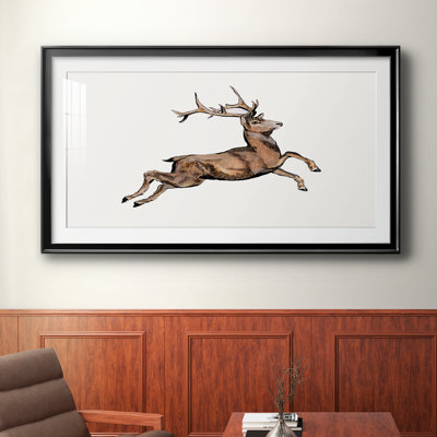 «Vintage Reindeer - Leaping Reindeer», art mural sur toile encadré - Fêtes de Noël