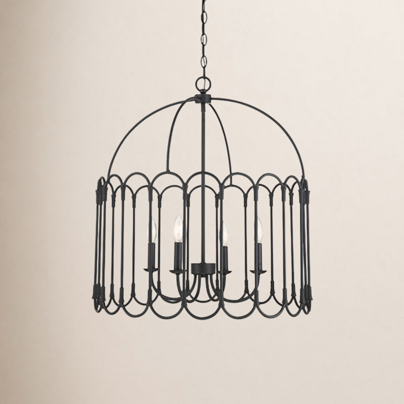 4-Light Chandelier, Matte Black