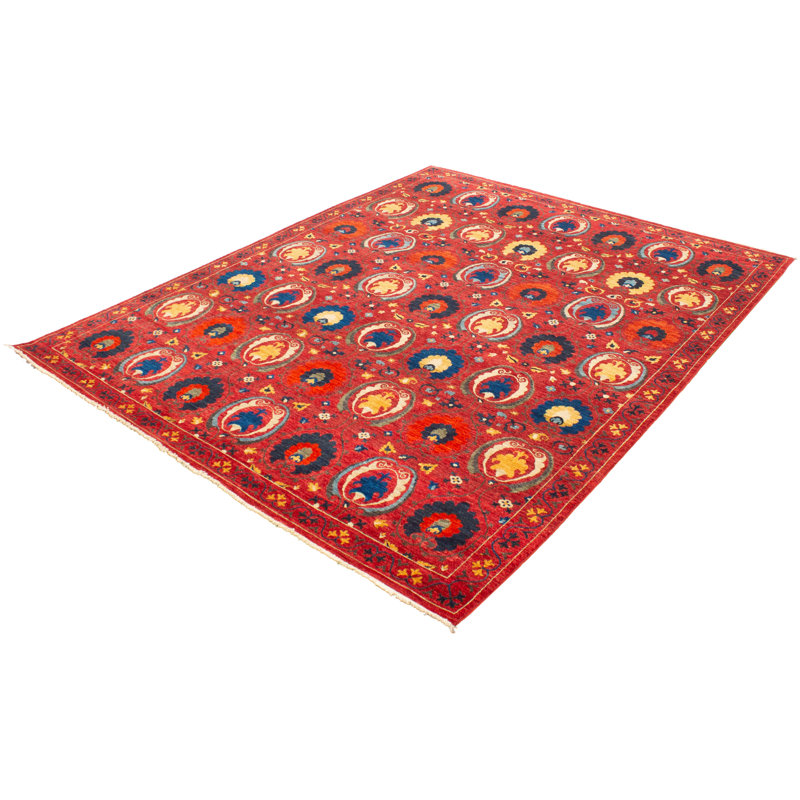 Tapis décoratif en laine de conception unique en laine noué à la main de conception unique 9 pi x 11 pi 4 po Bruna