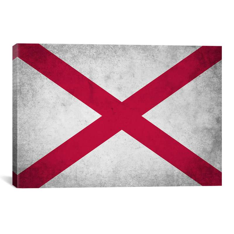 Drapeau alabama, impression sur toile grunge, H 8 po x l 12 po x P 0,75 po