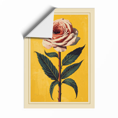 Single Bloom In Gold Botanical - Print