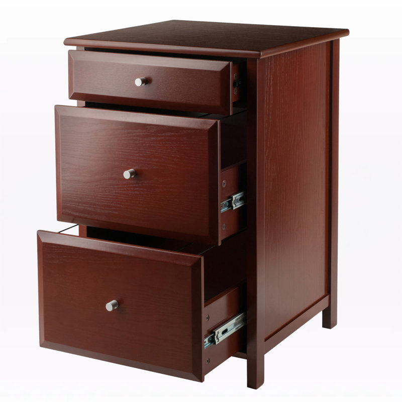 Aisha Walnut Three-Drawer File Cabinet in Manufactured Wood, 30.71'' H X 20.87'' W X 20.24'' D, Walnut