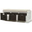 Banc de rangement rustique avec 3 paniers en rotin classiques amovibles, banc d'entrée avec coussin amovible-566275157