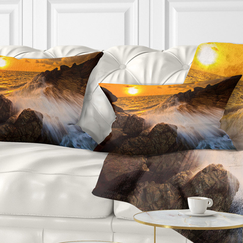 Coussin lombaire de coucher de soleil seascape