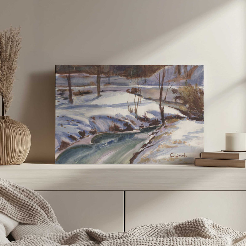 «Winter Brook» par Stephen Calcasola, reproduction d'art sur toile, H 36 po x l 48 po