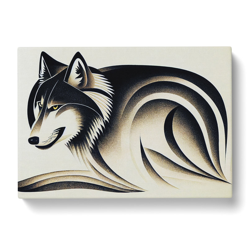 Wolf Art Deco Abstract - Wrapped Canvas, 50cm H x 76cm W x 3cm D