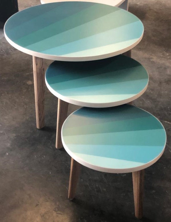 Round Lamp Table, 75"W x 50"H x 75"D, Blue