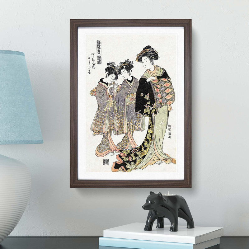 Courtesan Nishikigi by Isoda Koryusai - Picture Frame Painting Print, Walnut Framed, 48cm H x 36cm W x 2cm D