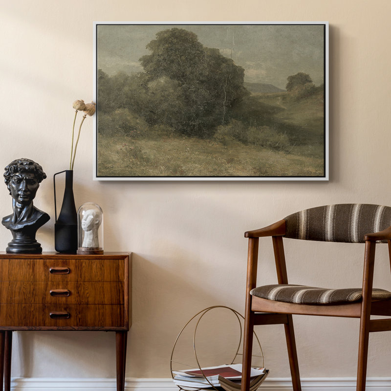 Paysage rétro - DCCCL XXXIV, H 27 po x l 41 po x P 2 po, Toile encadrée flottée blanche