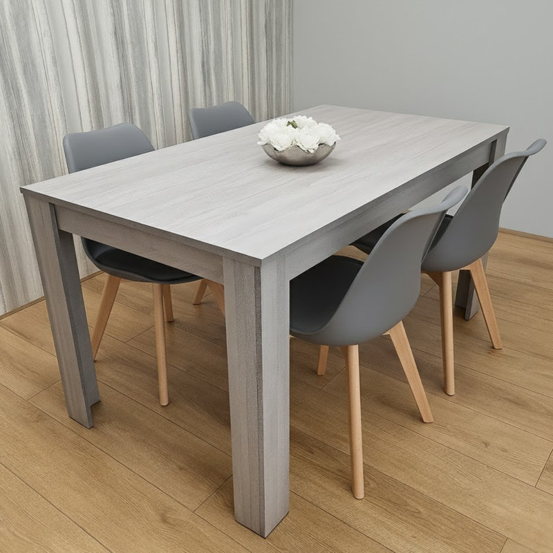 4 - Person Dining Set, Grey, 75cm H x 80cm W x 140cm D