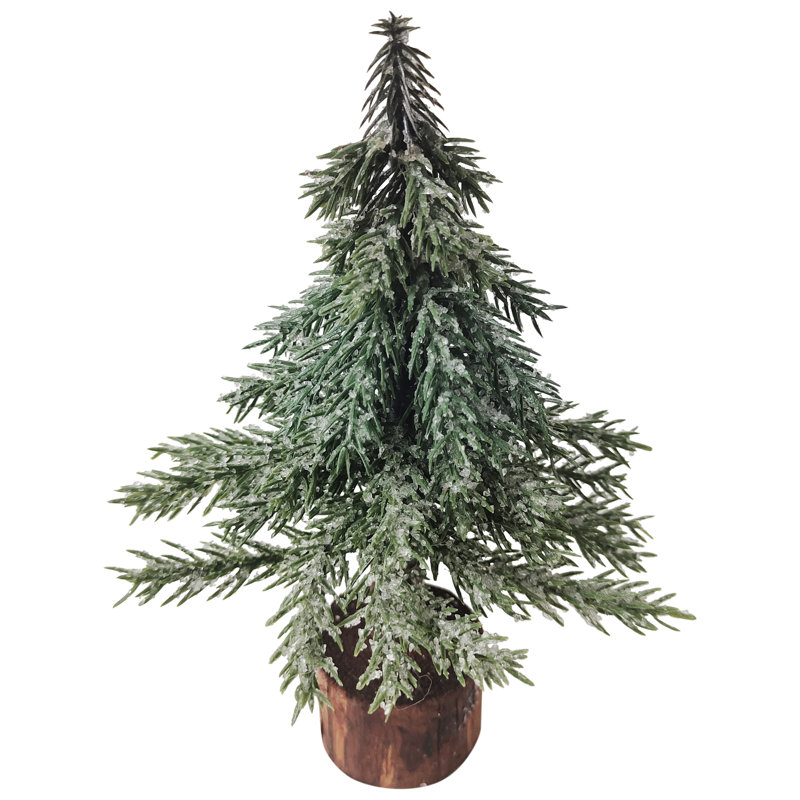 Sapin de Noël givré givré avec base en jute