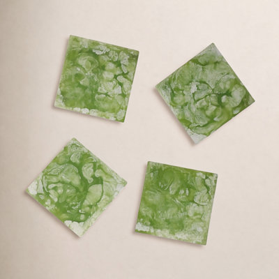 Oscar Set Of 4 Square Coasters Resin Dia 3.9"