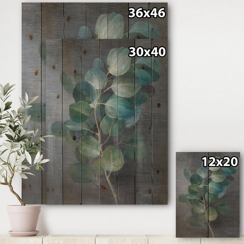 Feuilles fraîches I - impression traditionnelle sur bois de pin naturel, H 46 po x l 36 po x P 1,5 po