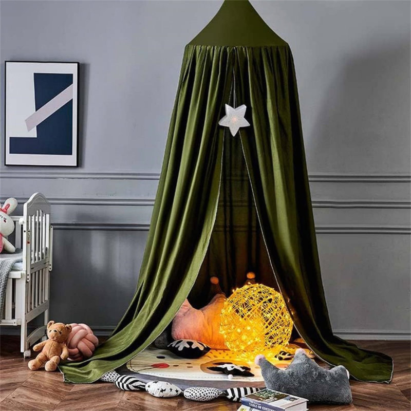 Round Dome Bed Canopy Mosquito Net For Girls Bedroom, Green, 250 X 65 X 65Cm