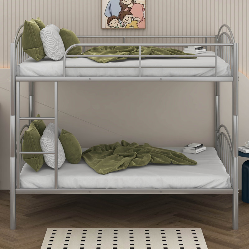Ichika Kids Twin Over Twin Bunk Bed, Silver
