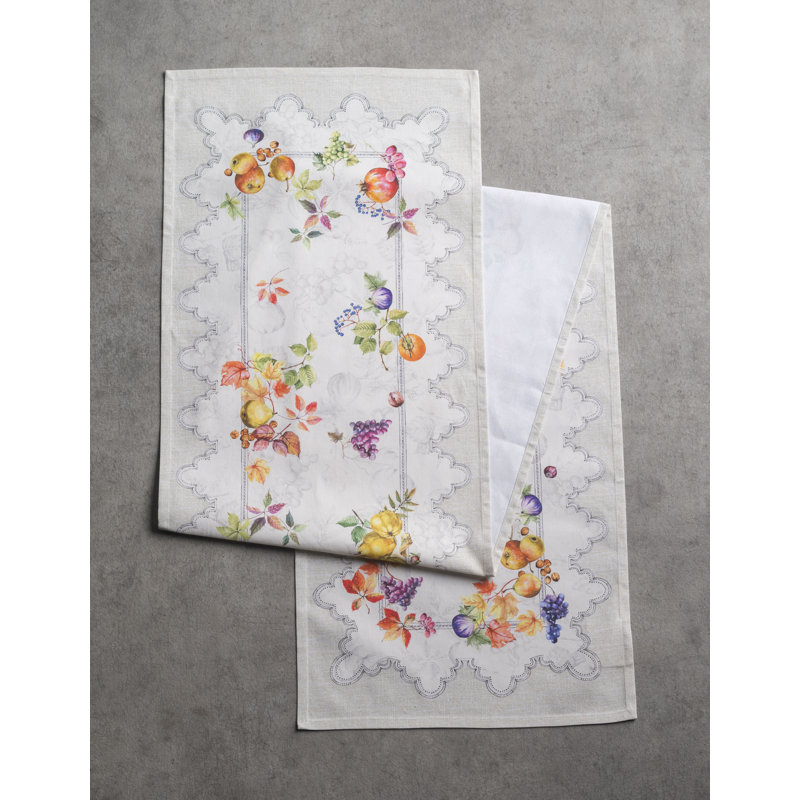 Floral 100% Cotton Table Runner, 72" L x 14.5" W