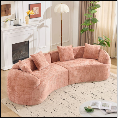 Chenille sectionals sofa with 4 pillows and soft seat