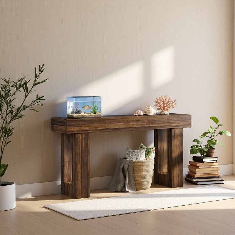 Elegant Console Table,Wooden Side Table, Rustic Brown