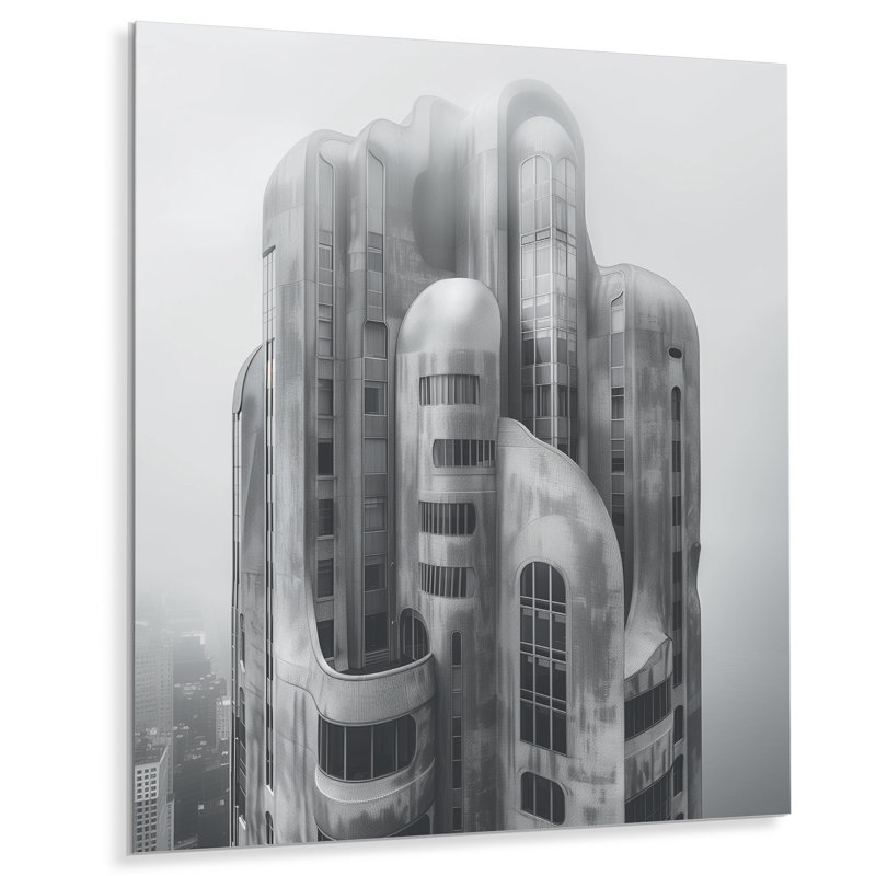 Gris, forteresses du futur III - Fortress, art mural, Métal métal, H 32 po x l 16 po x P 1 po