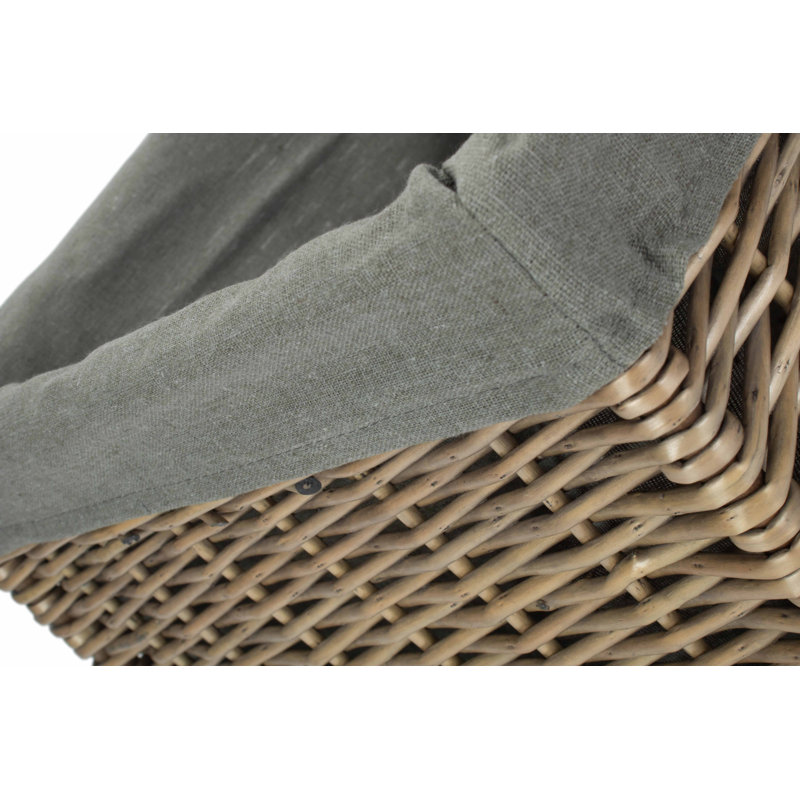 Wicker Lined Jumbo Storage Basket, Antique Wash/Grey