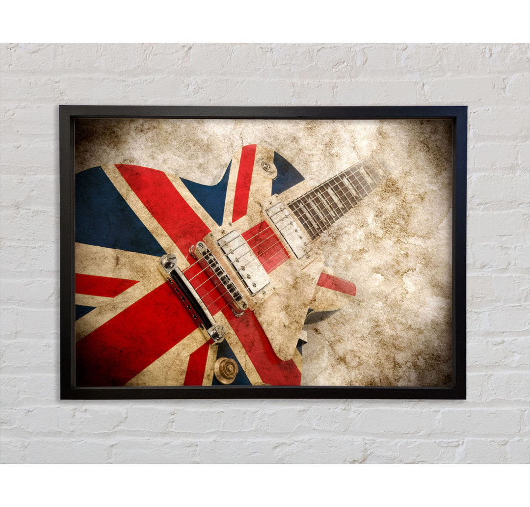 Britische Retro-Gitarre 1 - Einzelner Bilderrahmen Kunstdrucke auf Leinwand