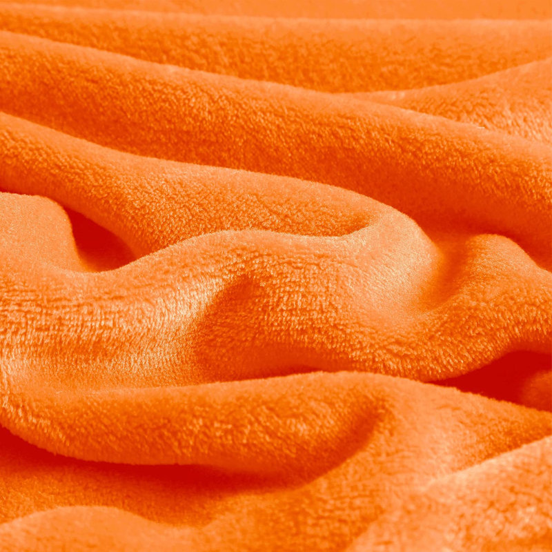 Eilly Luxury Flannel Fleece Throw Blanket for Bed & Sofa, 220cm W x 240cm L, Orange
