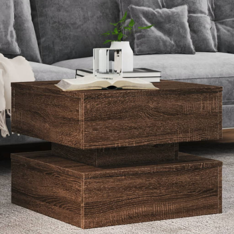 Caylen Block Coffee Table, Brown Oak