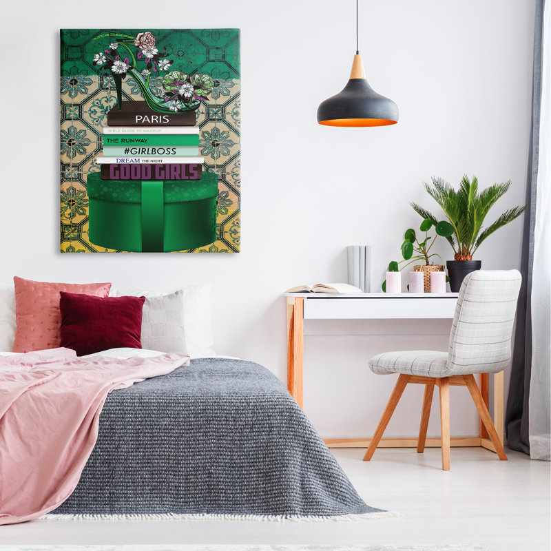 "Green Fashion", art mural sur toile par Yvonne Coleman Burney, H 48 po x l 36 po x P 1,5 po