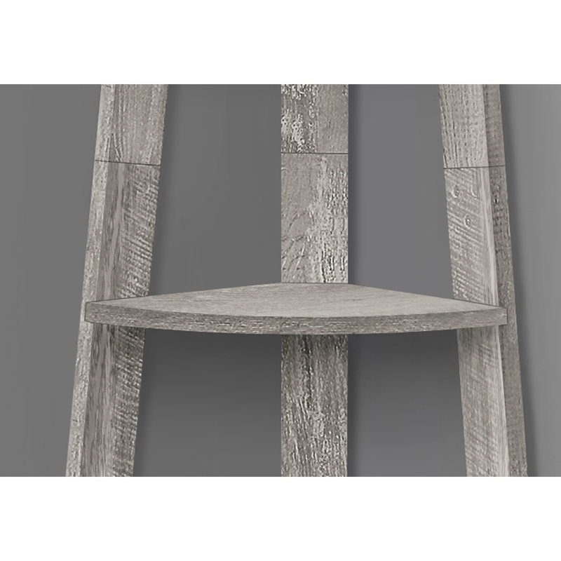 5 Tier Corner Bookshelf, 72"H, Grey Laminate, Modern For Office & Bedroom Contemporary Bookcase, Living Room Unit