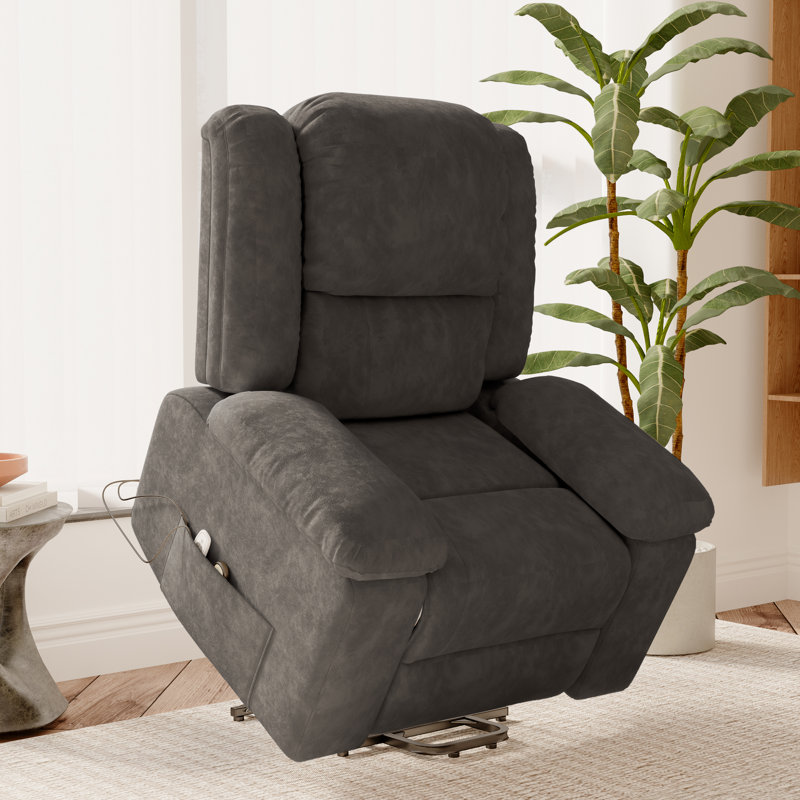 Analiesa Electric Massage Chair With Heating, Grey Suede 