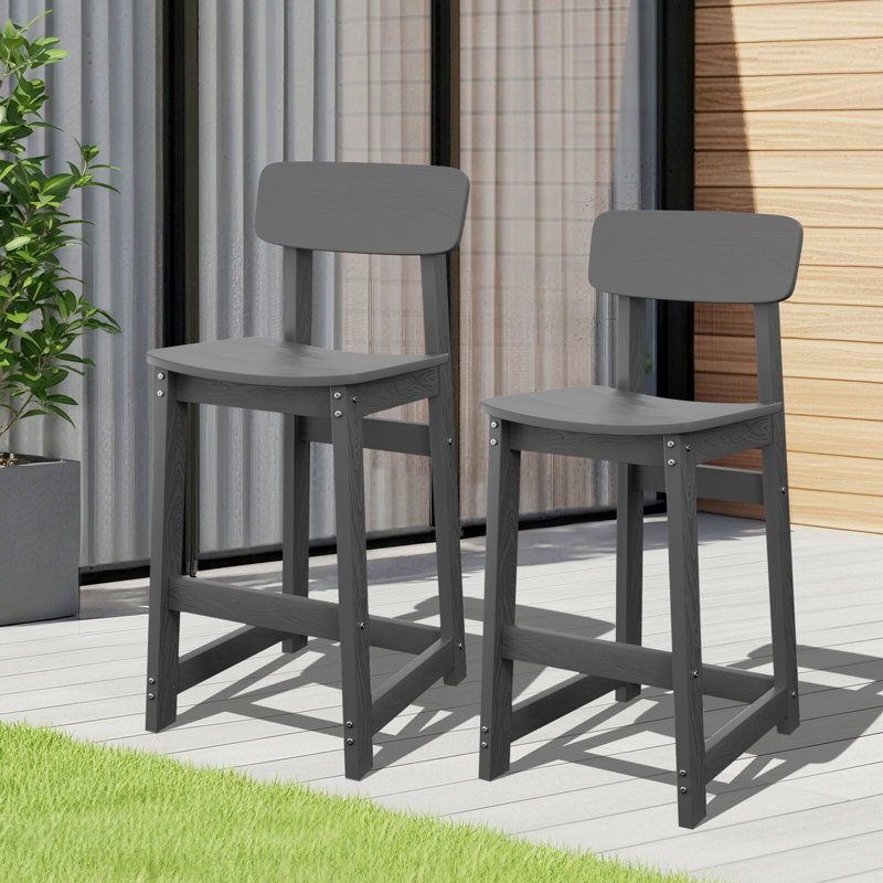 Ensemble de 2 chaises simples et modernes en PEHD pour l'extérieur, Gris