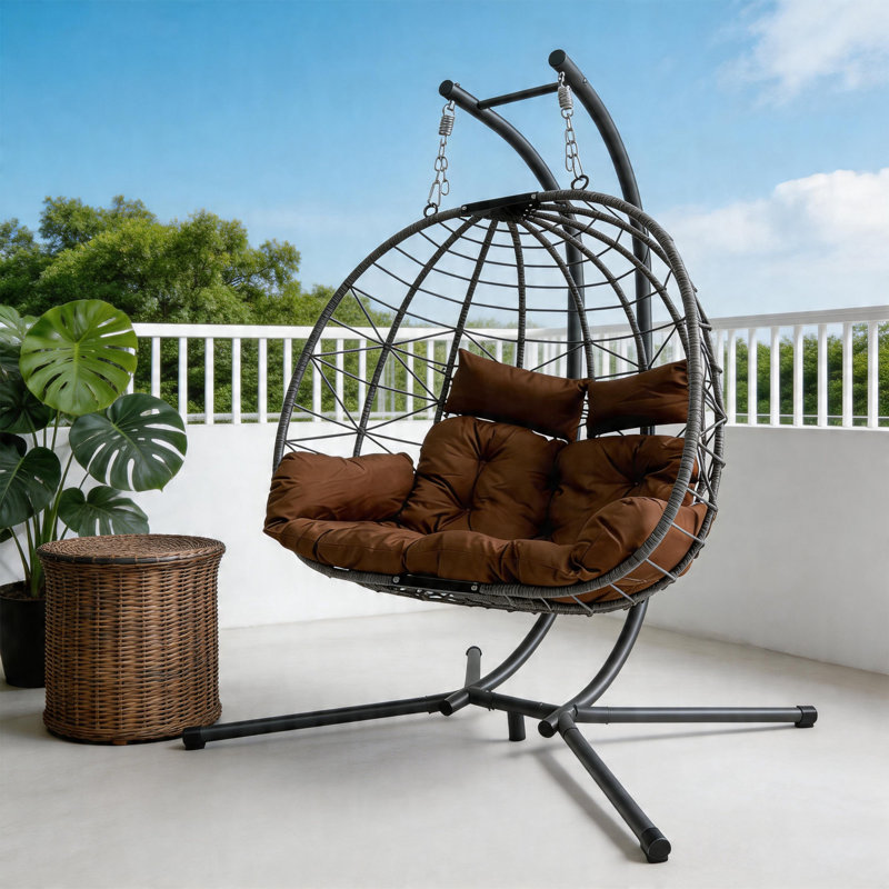 Fauteuil à 2 places suspendu avec support, balançoire de patio intérieur / extérieur