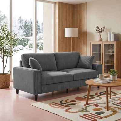 81.8" W Modern 2-Seater Loveseat Sofa with Corduroy Upholstery and Iron Wood Frame