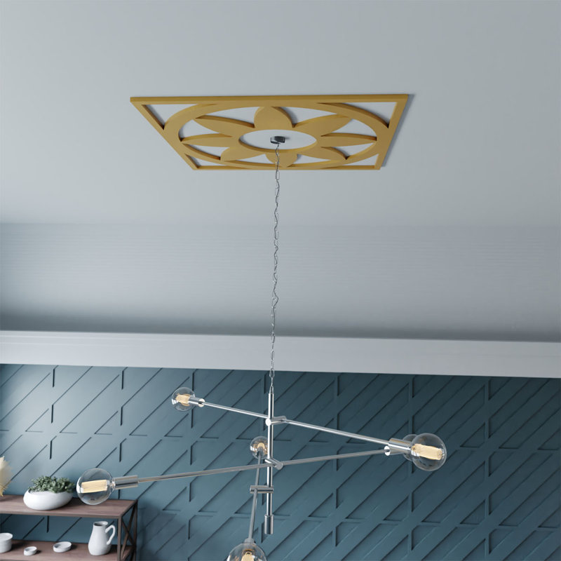 Médaillon de plafond percé en PVC de qualité architecturale Blume, H 24 po x l 24 po x P 0,75 po, Or
